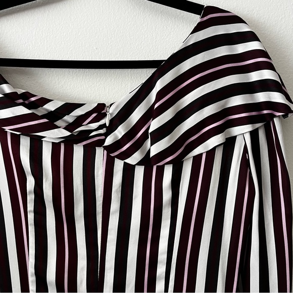 AMUR Kristen Dress in Bordeaux Multi Long‎ Sleeve Stripe Mini Dress size 8 - Picture 11 of 14